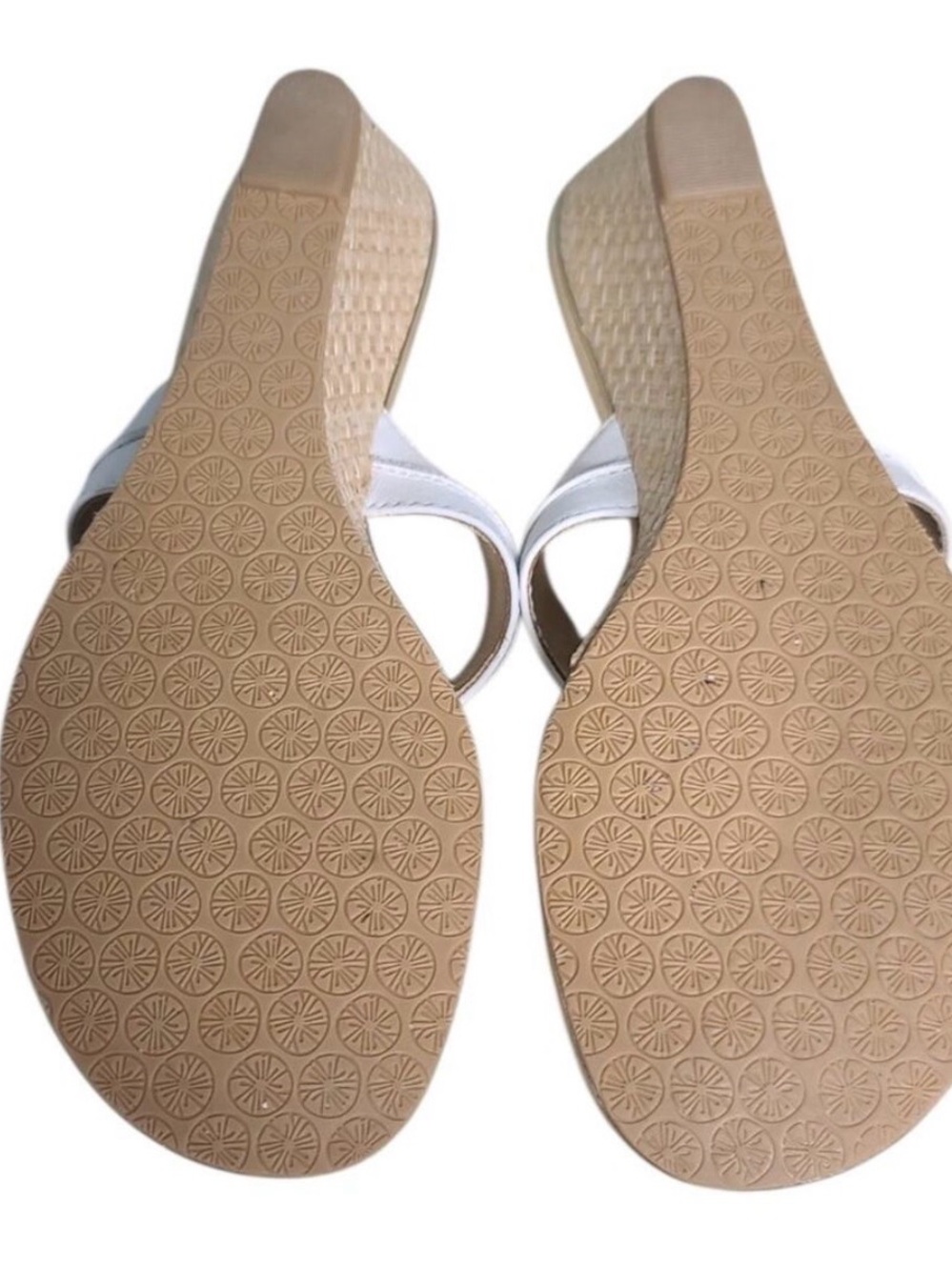 Lilly Pulitzer McKim White Leather Raffia Wedge Sandals - Picture 6 of 6